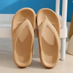 Non-slip Wear-resistant Thick Bottom Home Indoor Slippers - Khaki - View 1