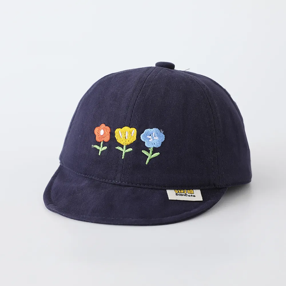 Children's Solid-color Three-flower Embroidered Adjustable Simple