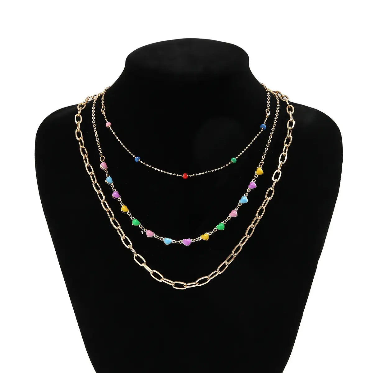 Drop Oil Twin Candy Color Love Necklace For Women