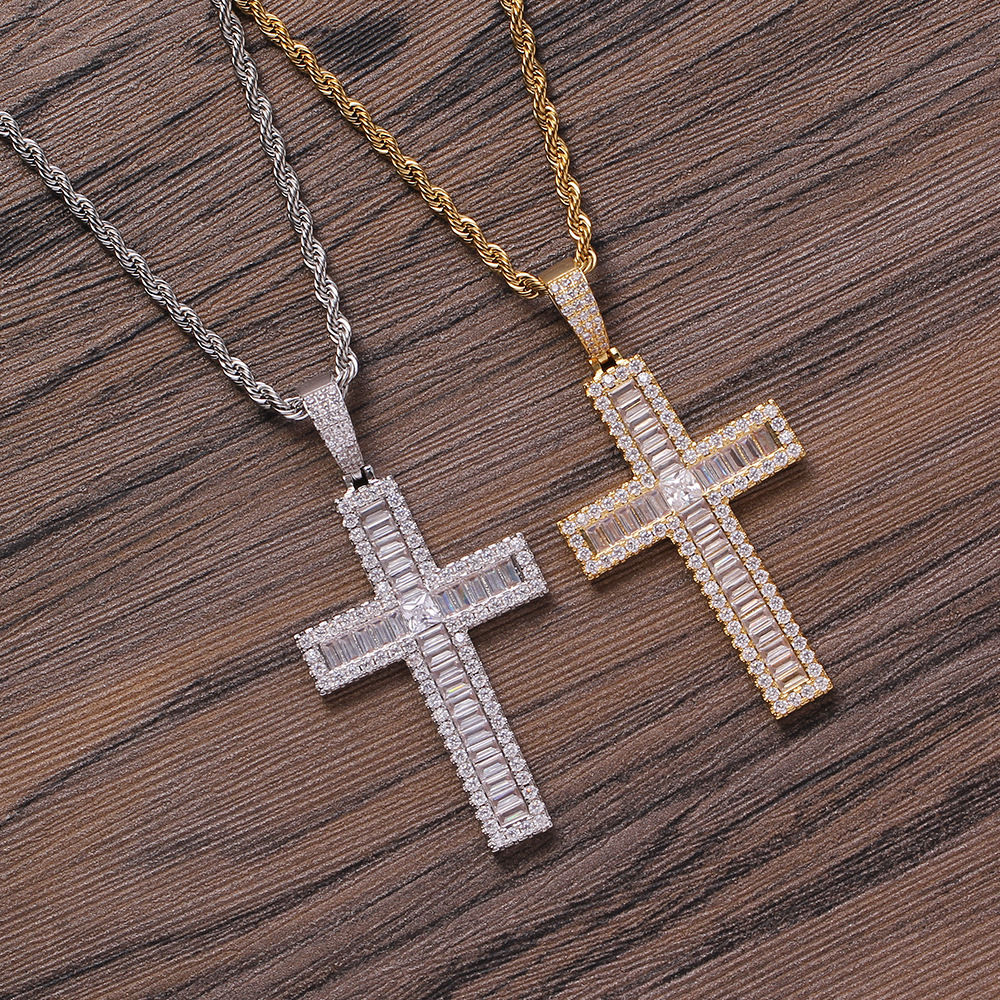 Copper Cross Faith Pendant Inlaid Zircon Necklace