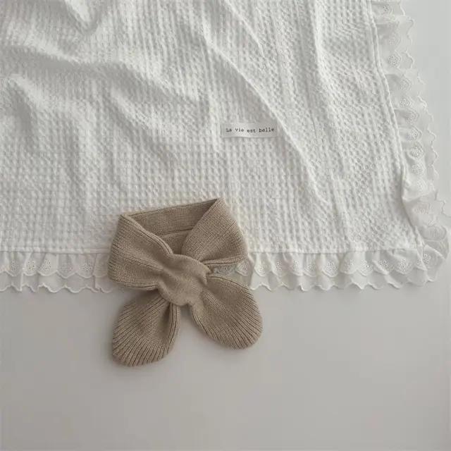 Korean Version Of Solid Color Knitted Cross Small Scarf Khaki - Shop at LoveMi