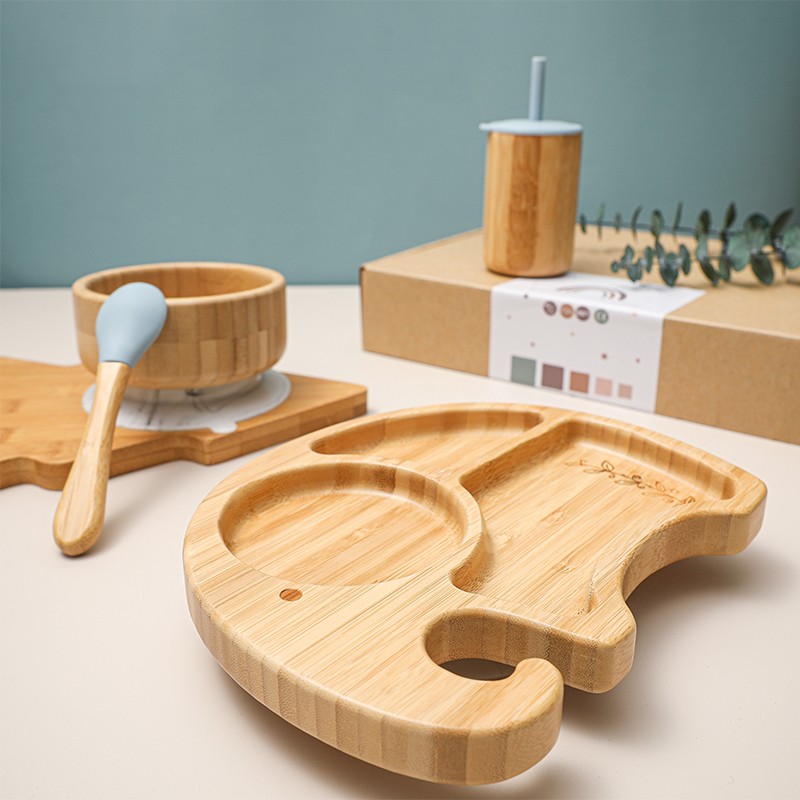 Bamboo And Wood Children's Suction Cup Tableware