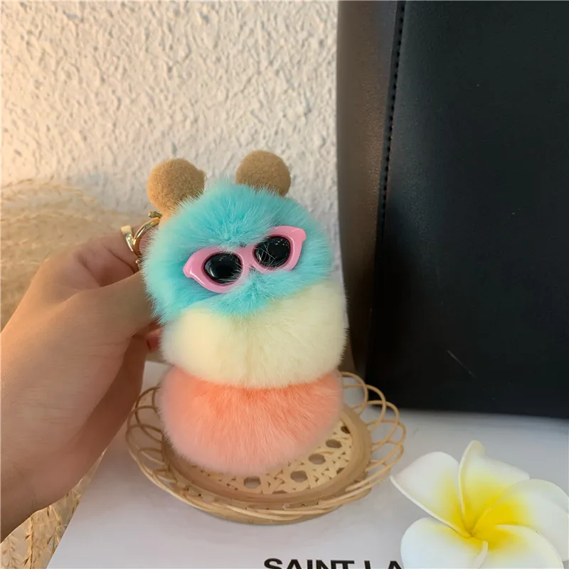 Personalized Creative Plush Doll Car Keychain Pendant - Milkshake Color