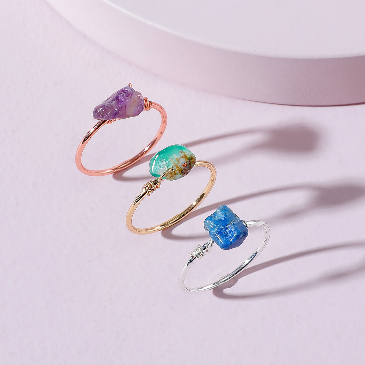 Qingdao European And American Fashion Jewelry Stone Ring Set