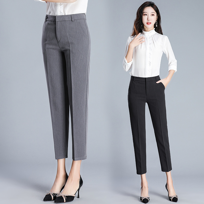 All Match Straight Cigarette Casual Cropped Trousers