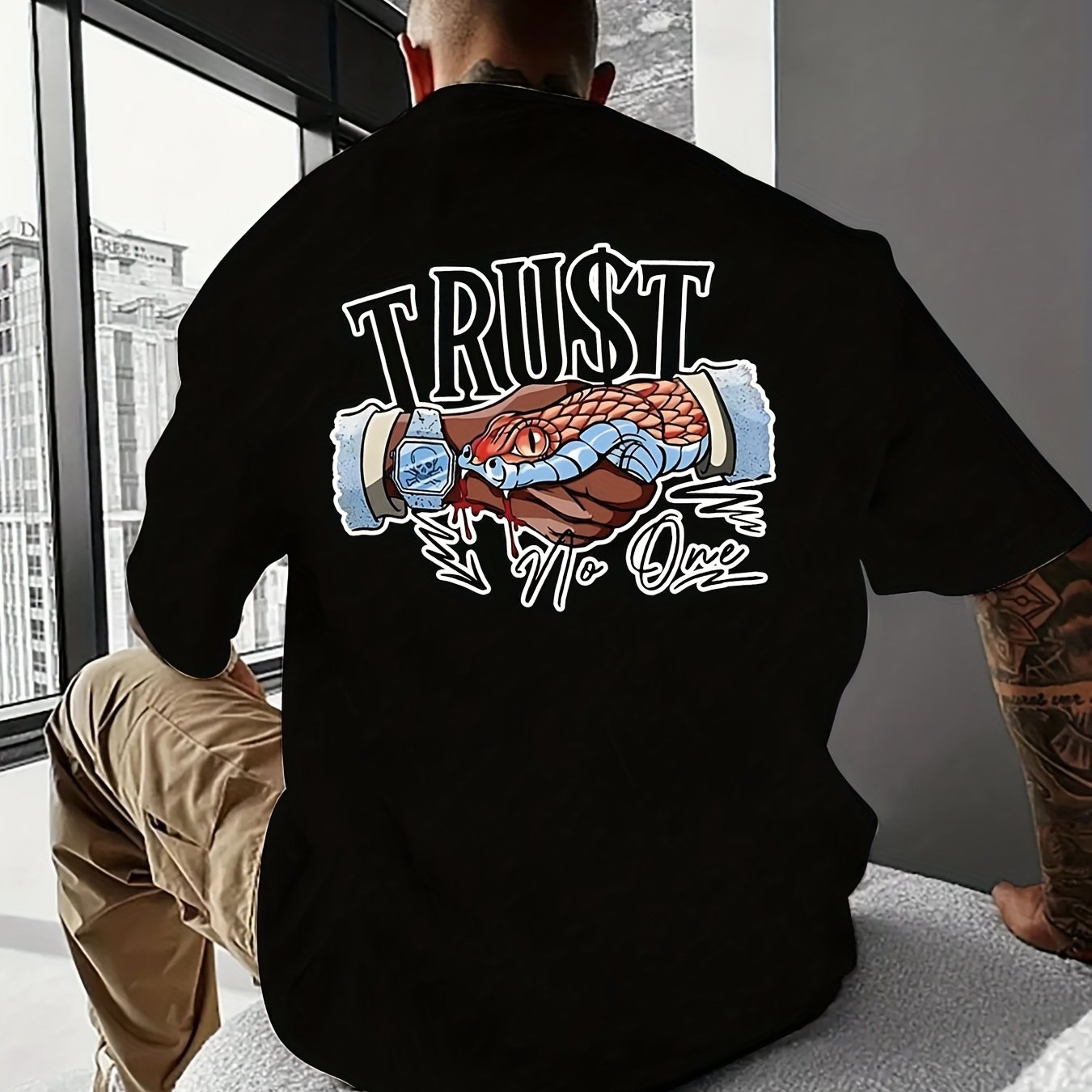 Trust No One Creative Printed Summer Casual T-shirt For Men With Short Sleeves,