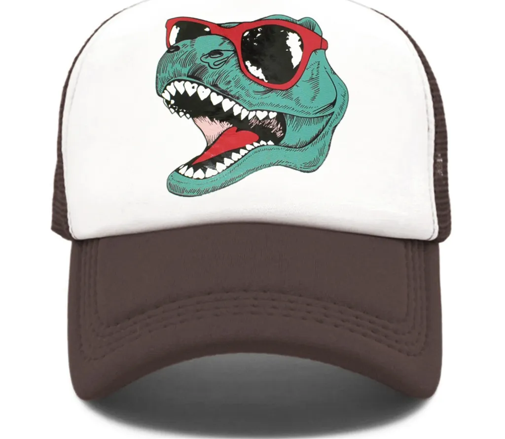 Statement Dinosaur Print Soft Top Cap - Coffee