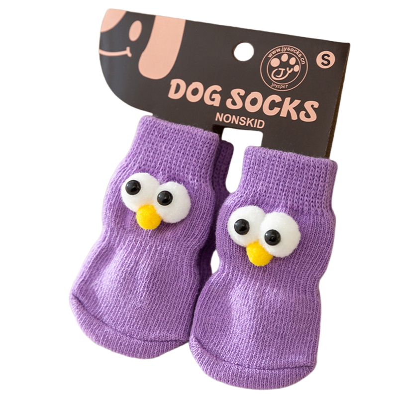 Dog All season Universal Socks, Cute Big Eyes, Adorable Pet Cartoon Knitted Cat Anti slip And Warm Dog Cotton Socks Purple - Shop at LoveMi