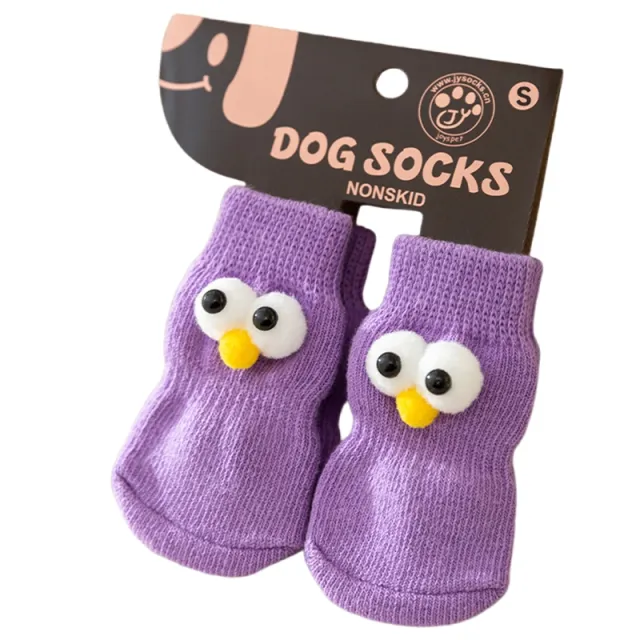 Dog All season Universal Socks, Cute Big Eyes, Adorable Pet Cartoon Knitted Cat Anti slip And Warm Dog Cotton Socks Purple - Shop at LoveMi
