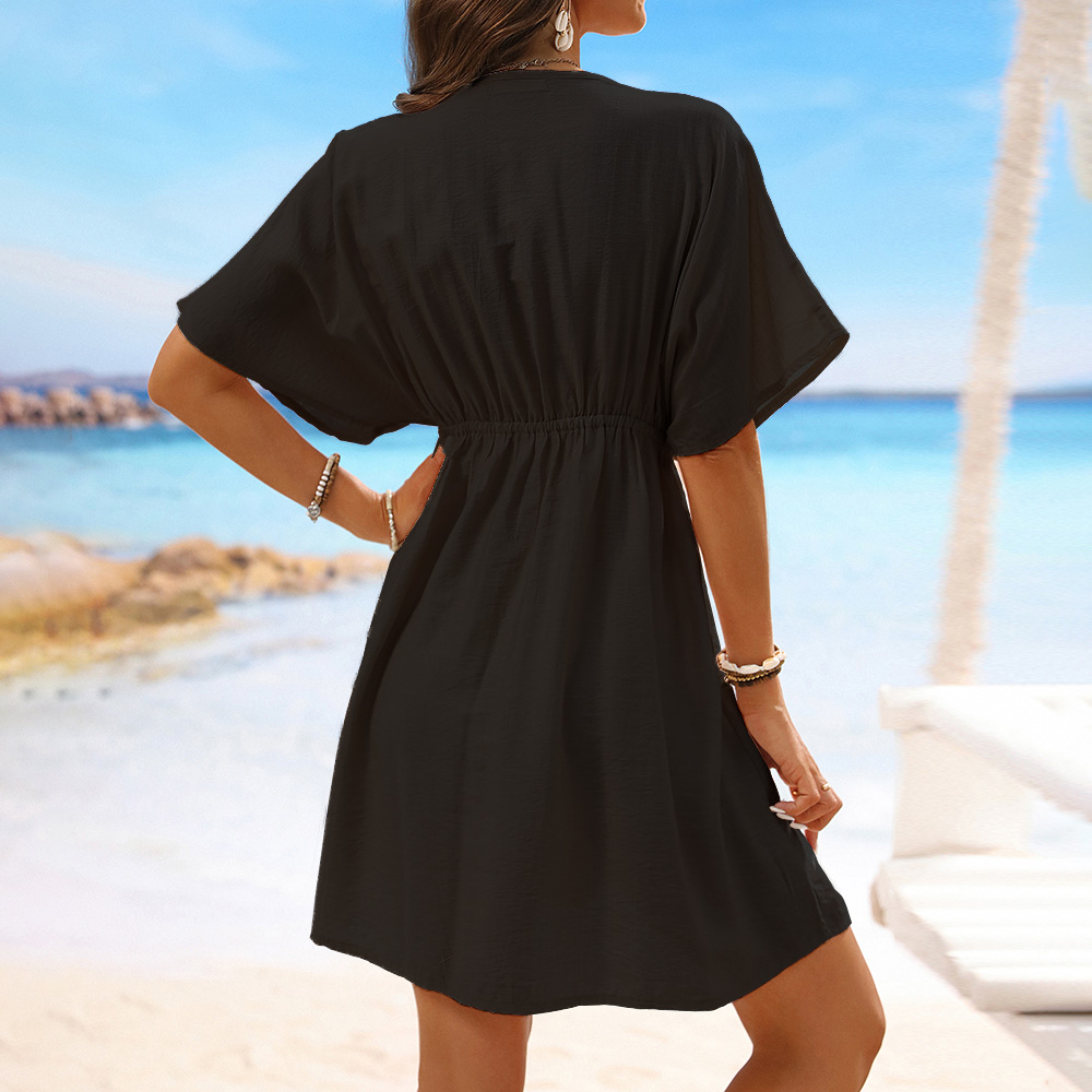 Women New Ice Silk Lace Splicing Beach Maxi Dress, Open Front Bikini Swim Cover Up, Hot Selling Summer Vacation Kimono Cardigan Wholesale