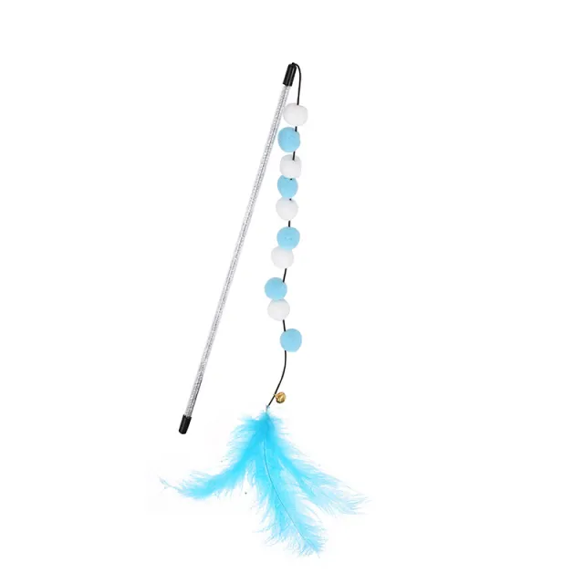 Funny Kitten Cat Teaser Interactive Toy Rod With Bell And Feather Toys For Cats Teaser Interactive Toy Rod Pet Cats Toys Stick Blue - Shop at LoveMi