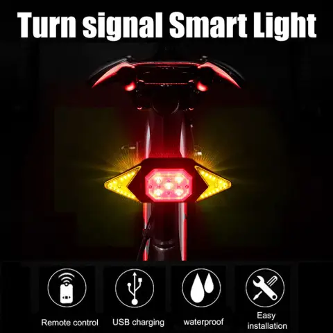 USB Rechargeable Bicycle Turn Signal Wireless Remote Control Mountain