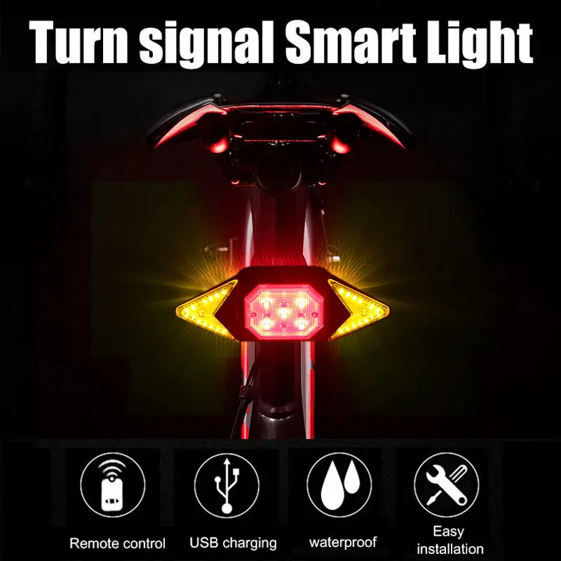 USB Rechargeable Bicycle Turn Signal Wireless Remote Control Mountain