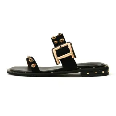 Black Flat Slippers Women's Comfortable Soft Sole Flip-flop Flat Sandals - Black - View 1