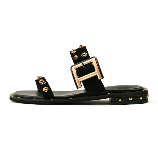 Black Flat Slippers Women's Comfortable Soft Sole Flip flop Flat Sandals Black - Shop at LoveMi