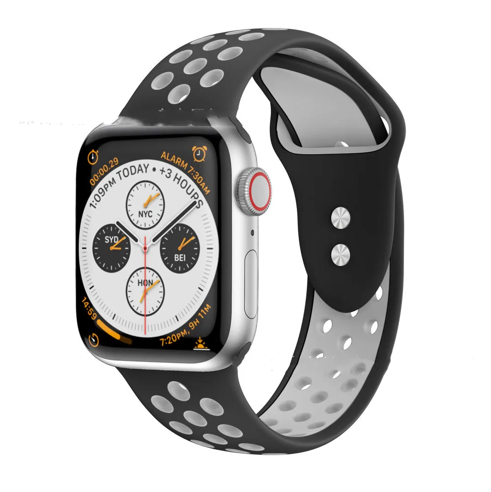 Two Tone Double Nails Round Hole Silicone Strap Sport