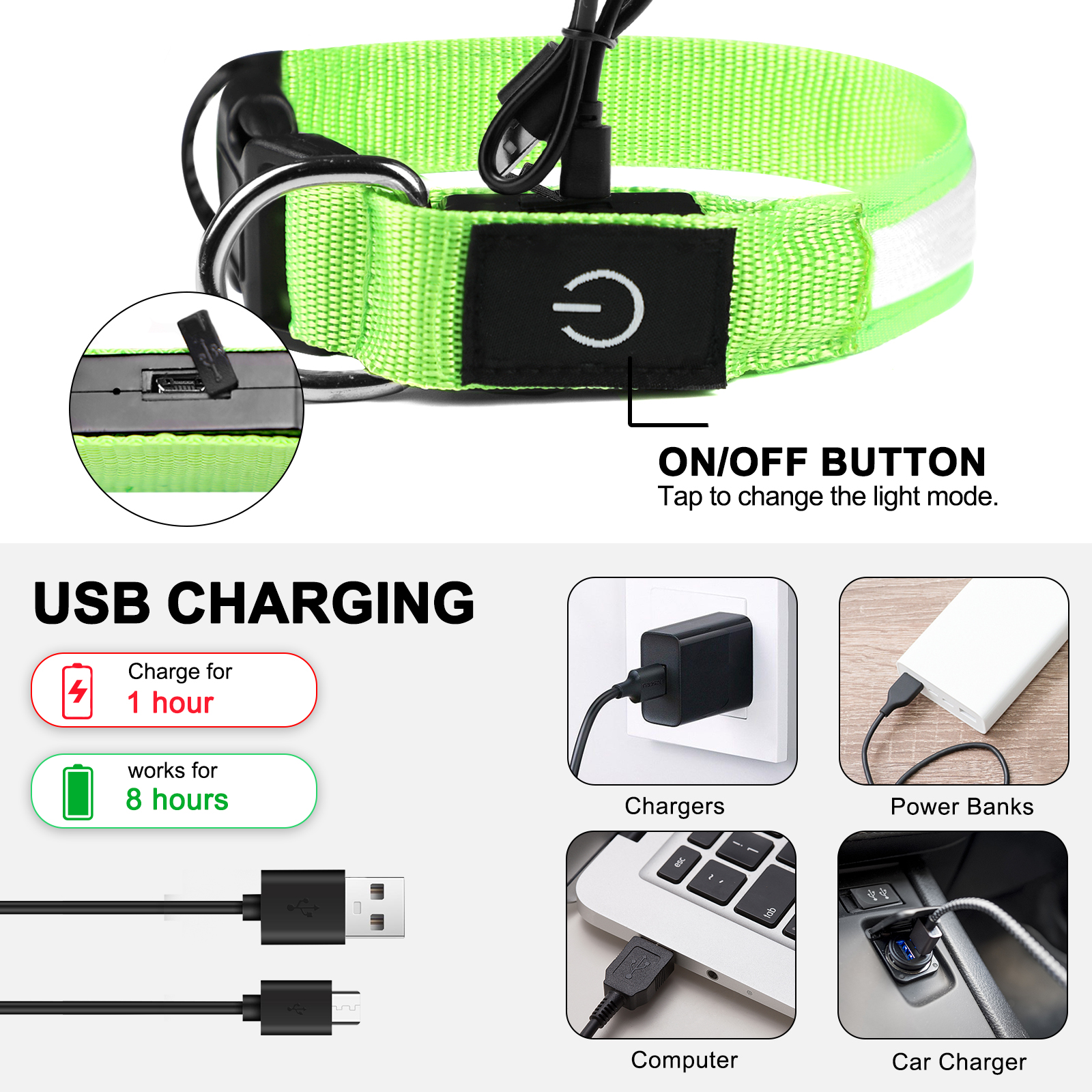 Light Up Dog Collar - Lights For The Dark Night, Adjustable Flashing — image 6
