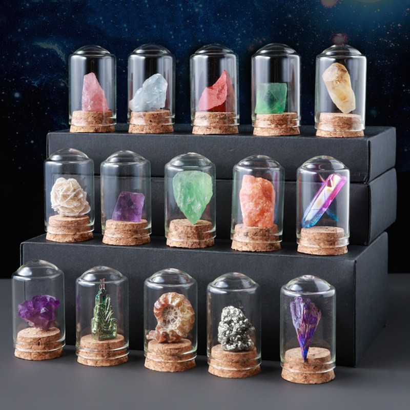 Natural crystal ore specimen display (pink)