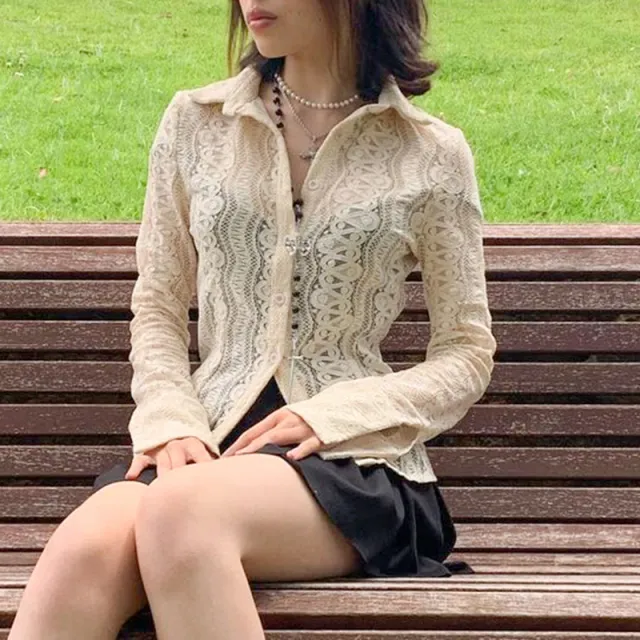 Lace Perspective Design Sense Bottoming Shirt Women's Color - Shop at LoveMi