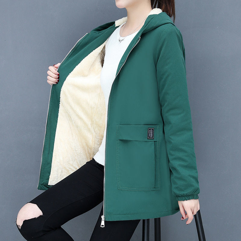Women's Mid-length Plus Velvet Padded Trench Coat