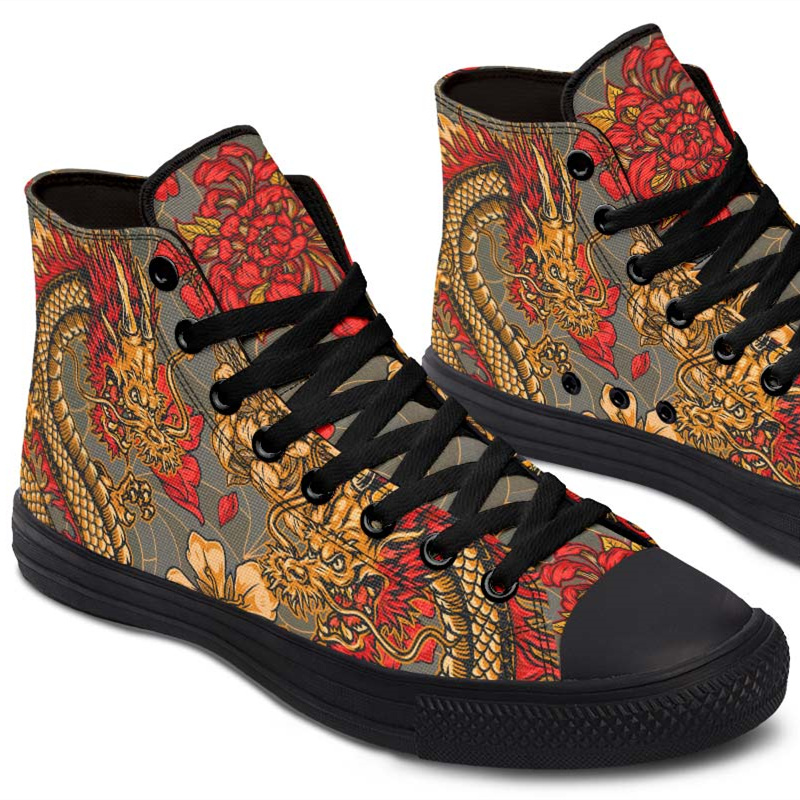 Printed Couple High Top Canvas Shoes