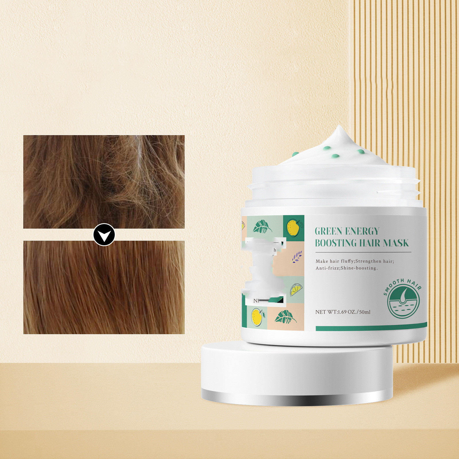 Hair Treatment Cream Fluffy Smooth Conditioner Repair Green Bead Hair Film