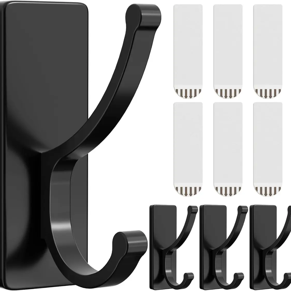 4 Pack Black Adhesive Wall Hooks