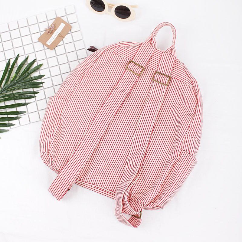 Title 3, Simple Striped Canvas Backpack Casual Fashion L...