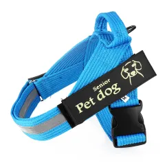 Dog Walking Chain Leash Medium And Large Dog Vest Type Chest Harness - Blue - View 1