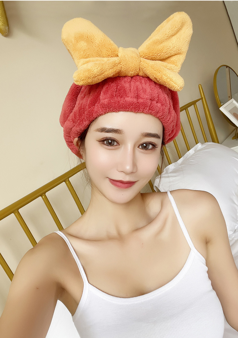 Super Water-absorbing And Quick-drying Bow Shower Cap - Image 2