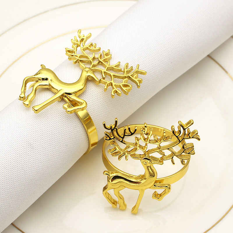 Golden Christmas Fawn Buckle Napkin Ring (Silver-1PCS)