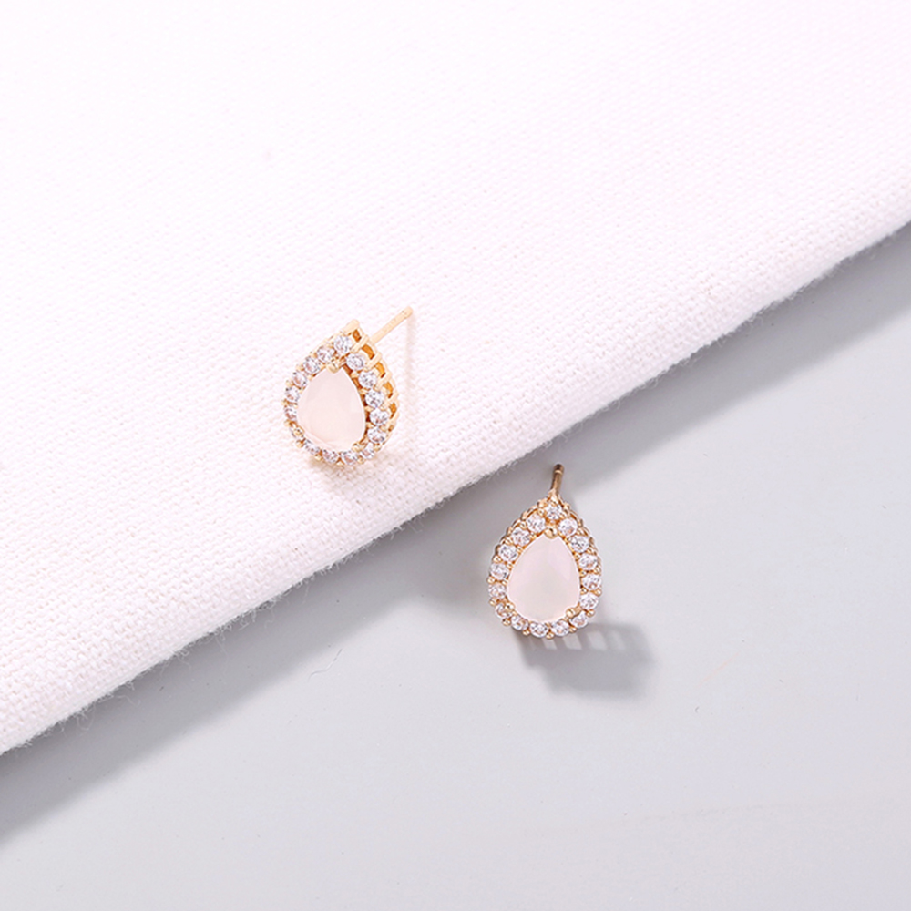 European and American cross-border jewelry Small fresh and simple gold geometric earrings with micro diamonds Gem series daily earrings