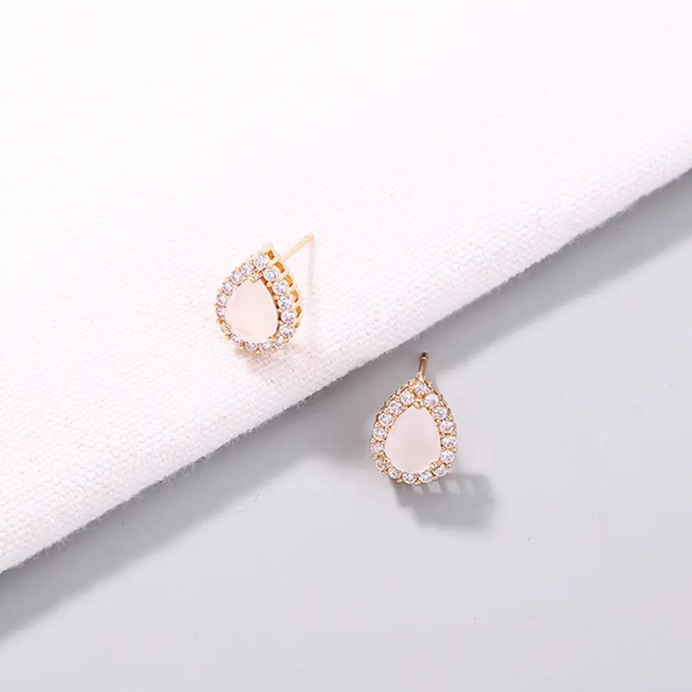 European and American cross-border jewelry Small fresh and simple gold geometric earrings with micro diamonds Gem series daily earrings