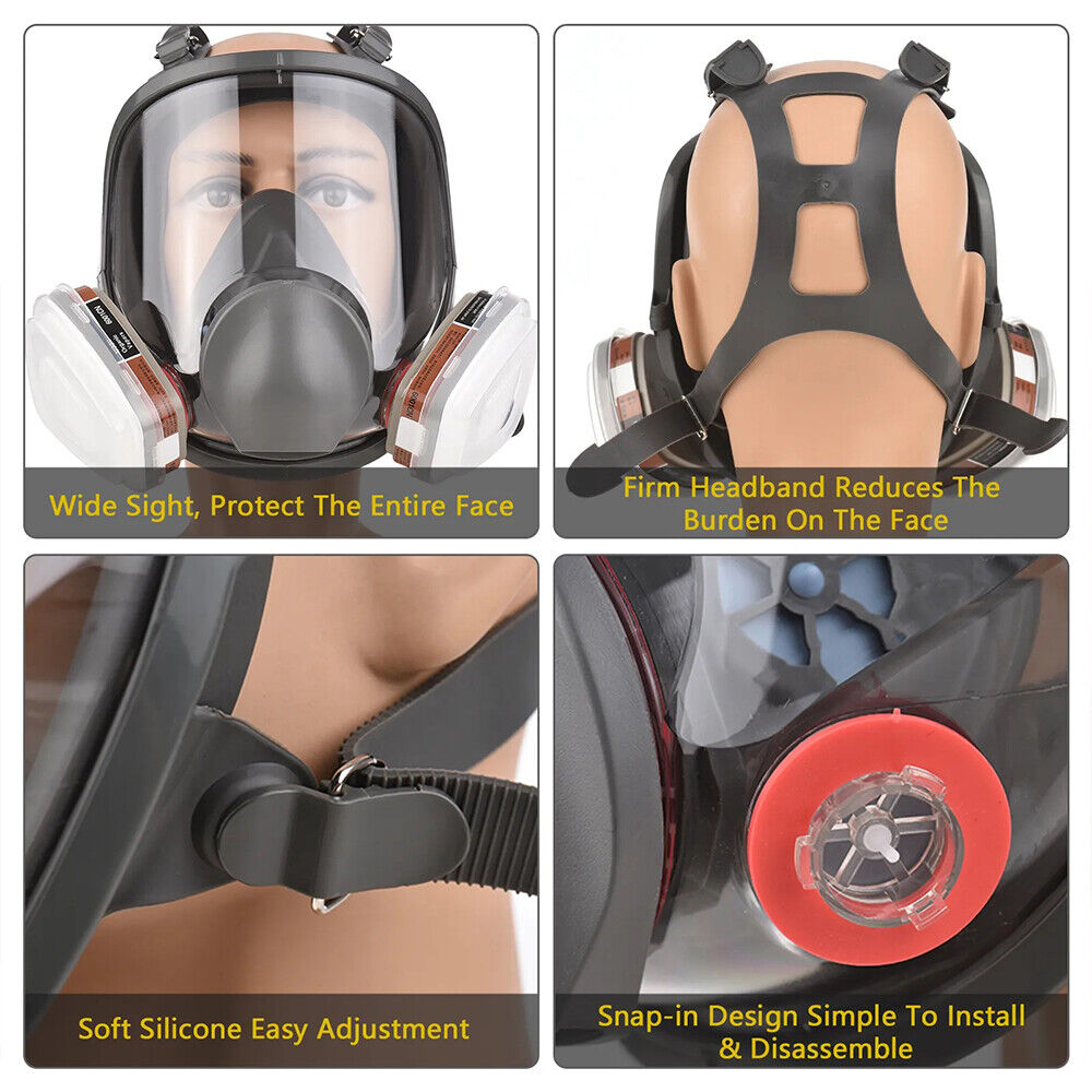 6800 Full Face Mask 15-in-1 Gas Mask, Respirator Against Chemical Fumes And Paint Splashes, 95 Filtration Efficiency
