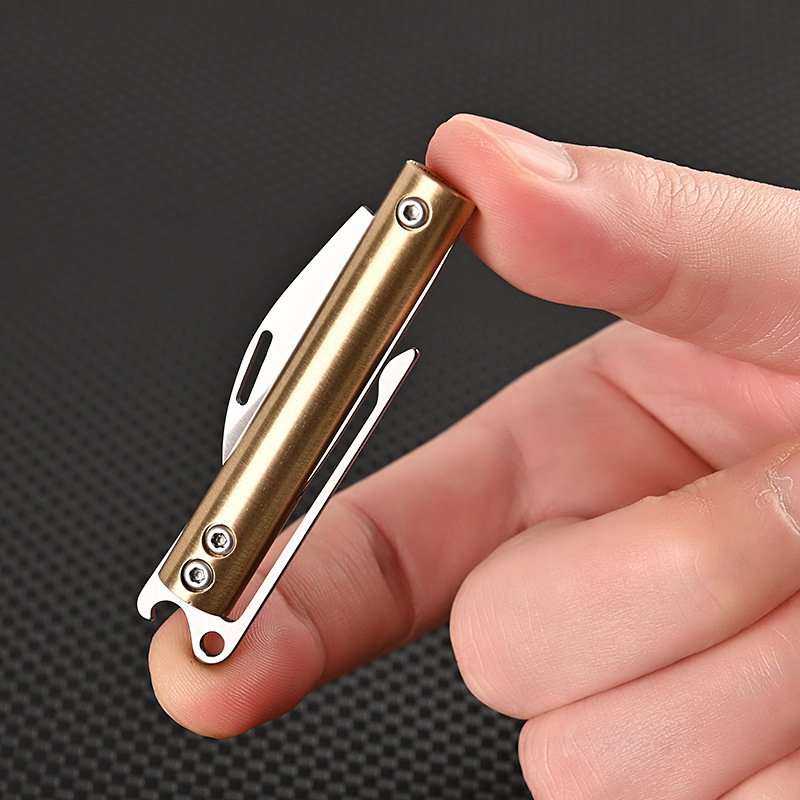 Title 4, Brass Back Splint Bottle Opening Folding Knife ...