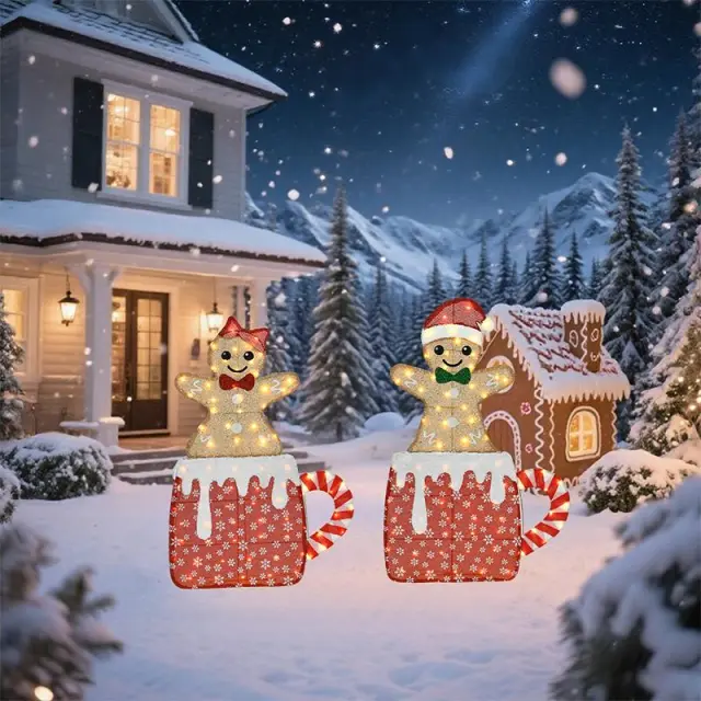 40 inch And 42 inch Gingerbread Man Shaped Decorative Lights, Warm Christmas Style Home Atmosphere Lights, Christmas Holiday Atmosphere Lights As... As Shown - Shop at LoveMi