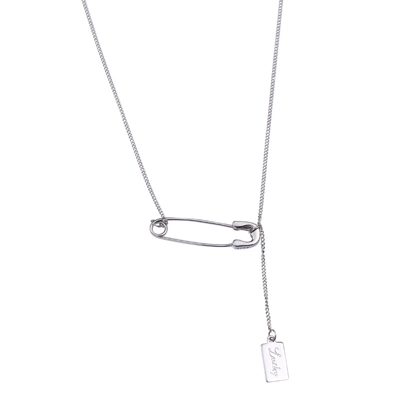 S925 Sterling Silver Women's Pin Letter Temperament Necklace