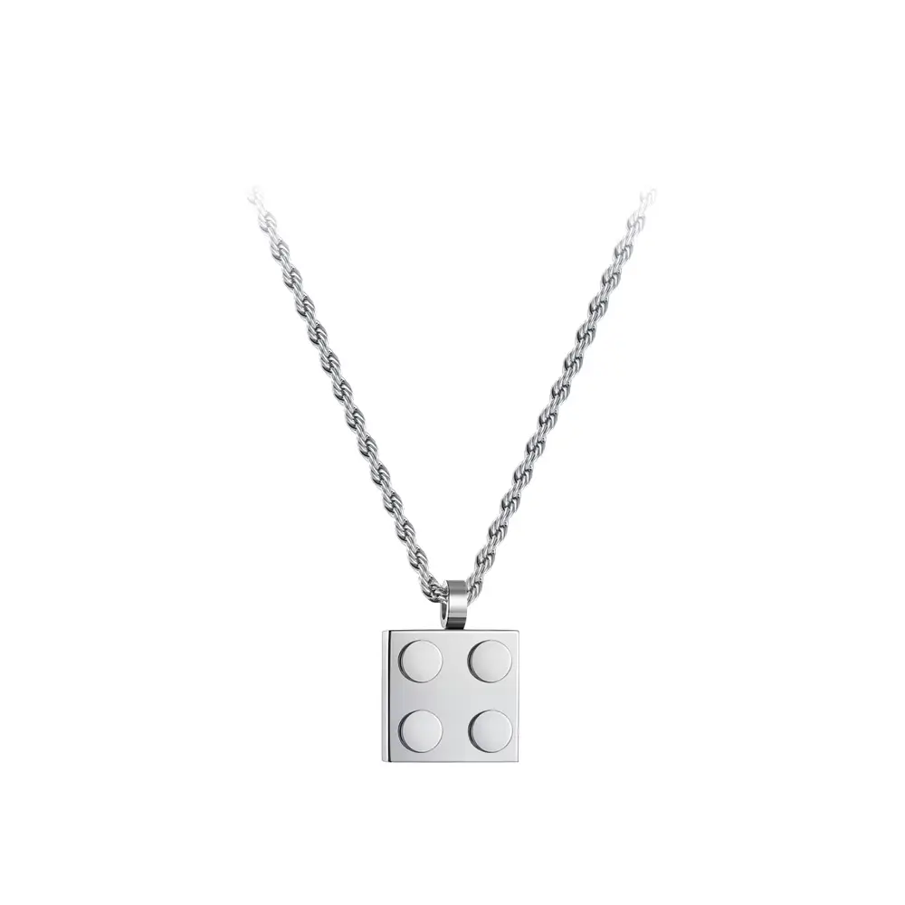 Square Building Block Pendant New Year Gift Necklace