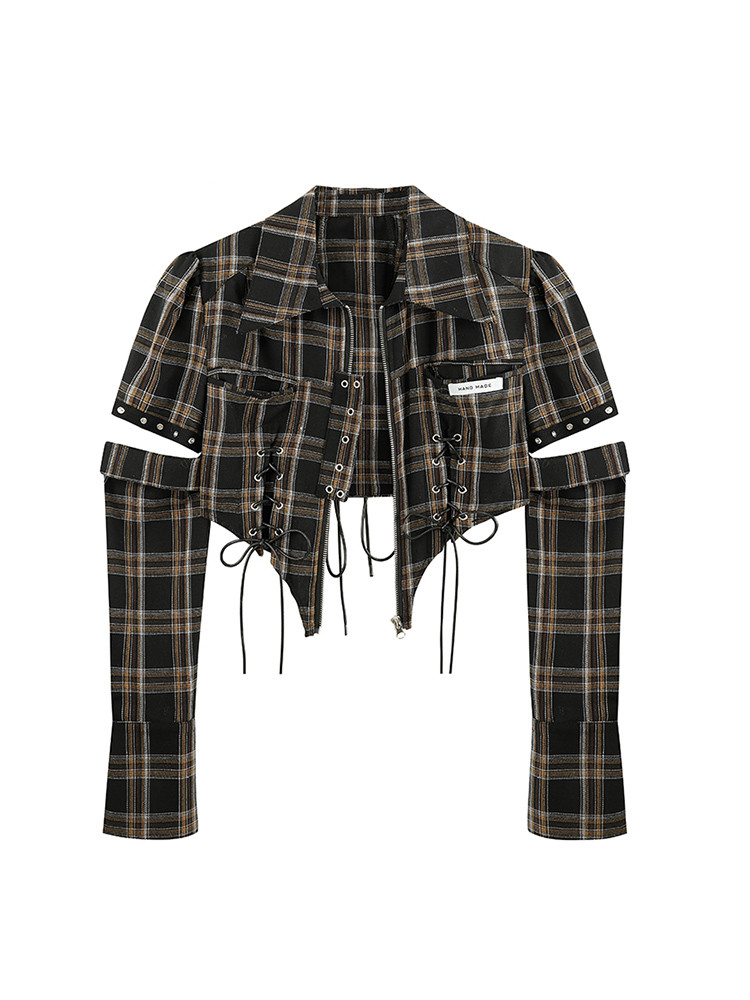 Female Design Sense Niche French Early Autumn Fashion Retro Plaid Shirt