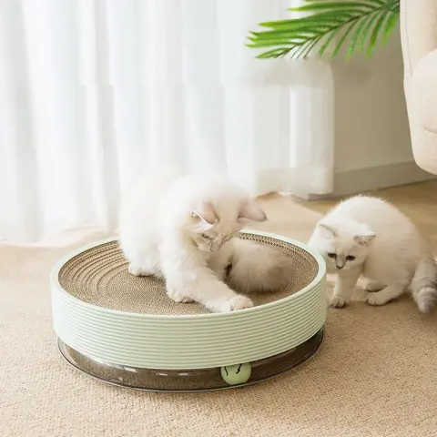 Crumb-free Cat Toy Corrugated Bowl-shaped Three-in-one Multifunctional Cat Scratch