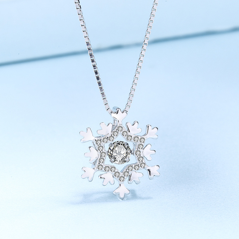 Title 2, Sterling Silver Female Snowflake Pendant Necklace