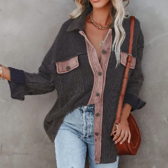 Fashion Man Lapel Single breasted Long sleeved Upper Garment Female Grey - Shop at LoveMi