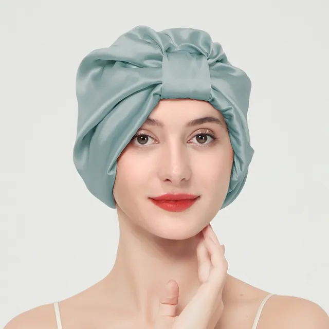 100Mulberry Silk Nightcap Ladies Skin friendly Double Layer Dark Blue - Shop at LoveMi