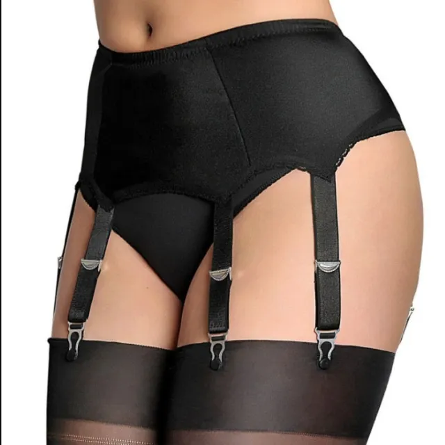 Lace High Waist 6 claw Adjustable Metal Buckle Garter Belt Black - Shop at LoveMi