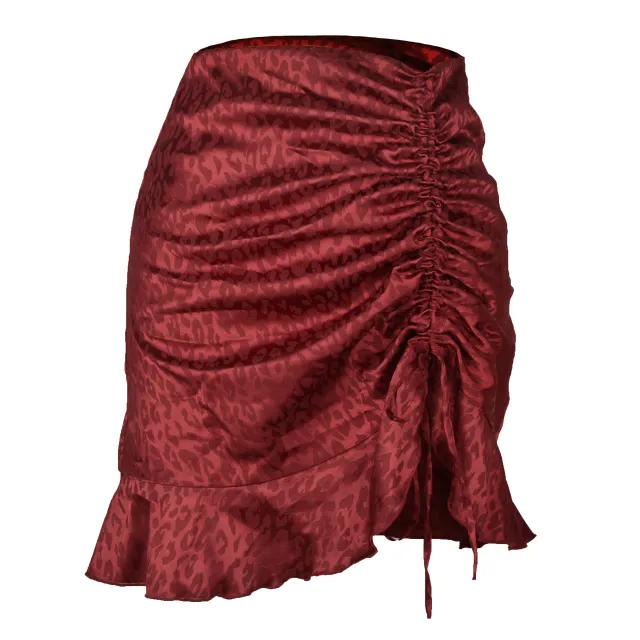 Women's Sexy Jacquard Satin Zipper Bust Mermaid Skirt Wine - Shop at LoveMi