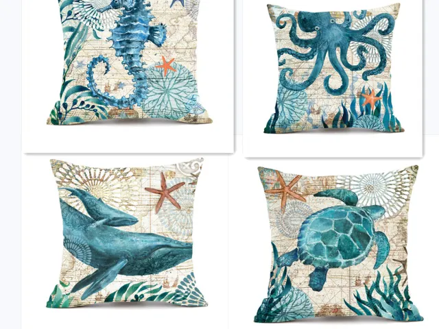 Cushion Covers Sea Turtle Printed Throw Pillow Cases For Home Decor Sofa Chair Seat Four Pieces - Shop at LoveMi