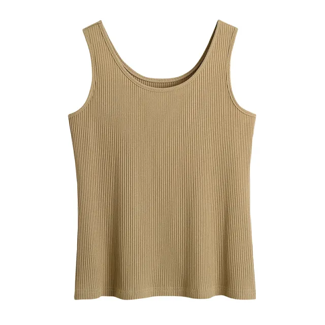 Multicolor Basic Drainage Knitted Bottoming Vest Khaki - Shop at LoveMi