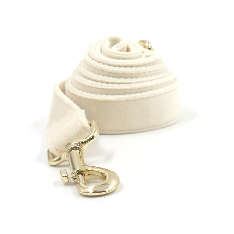 Cream Tufted Dog Collar Gold Buckle Leash - Shop at LoveMi