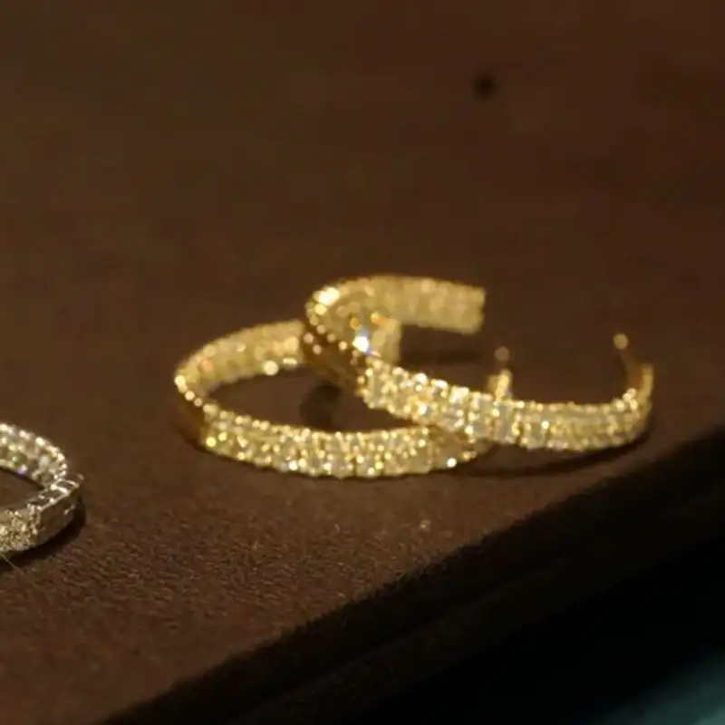 Elegant Diamond-set Silver Large Earrings
