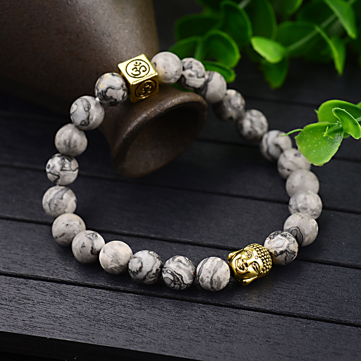 Title 3, Pulseira elástica vintage masculina com cabeça ...
